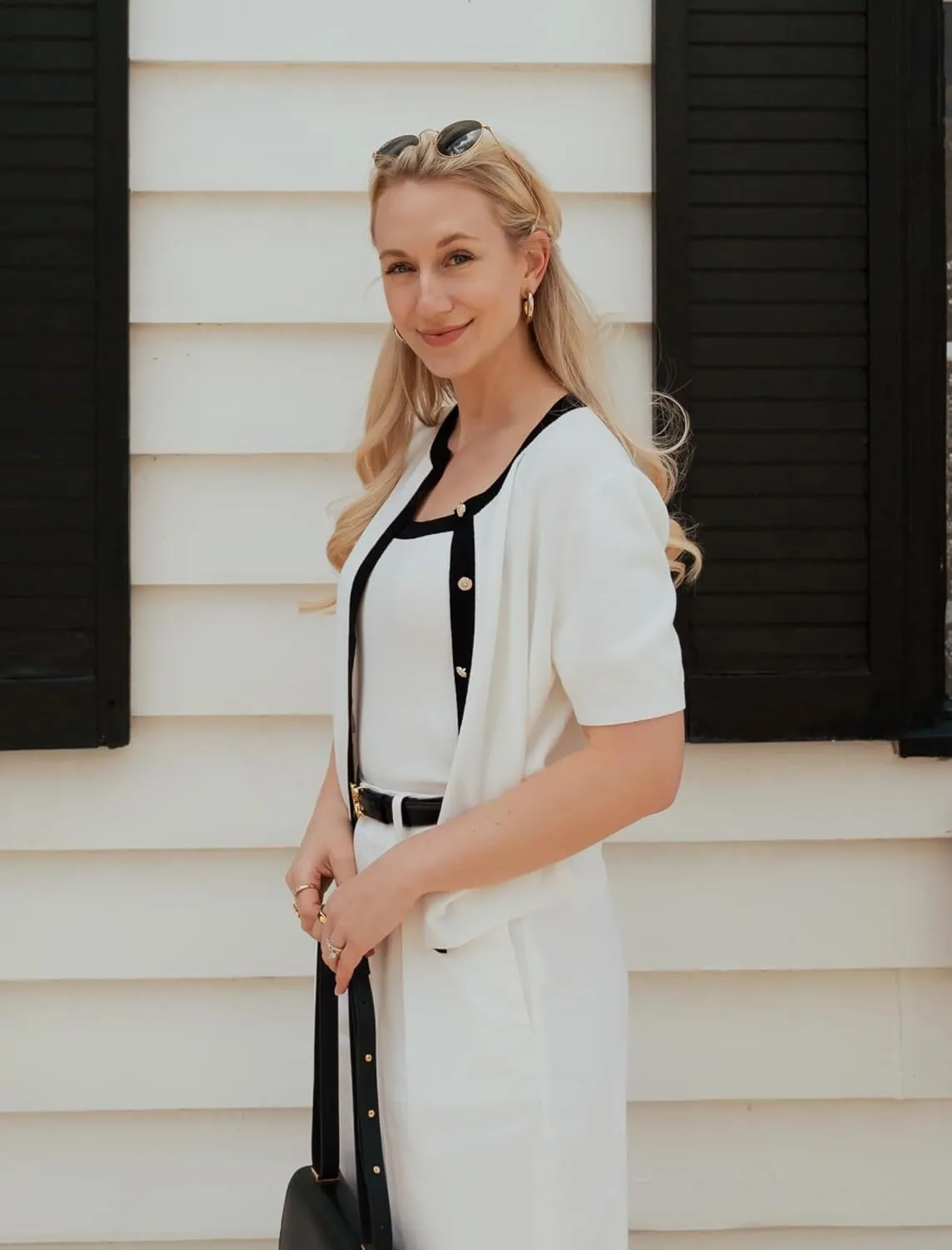 2024 Womens Summer 2 Piece Sets Short Sleeve Knitted Cardigan Sweaters and Camisole Cropped Lightweight Contrast Tops