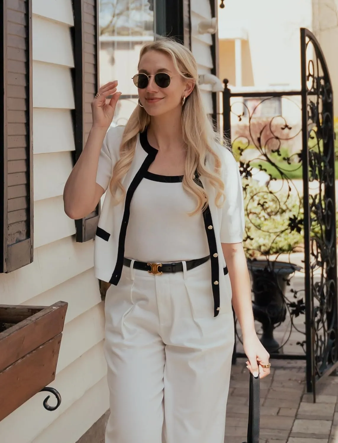 2024 Womens Summer 2 Piece Sets Short Sleeve Knitted Cardigan Sweaters and Camisole Cropped Lightweight Contrast Tops