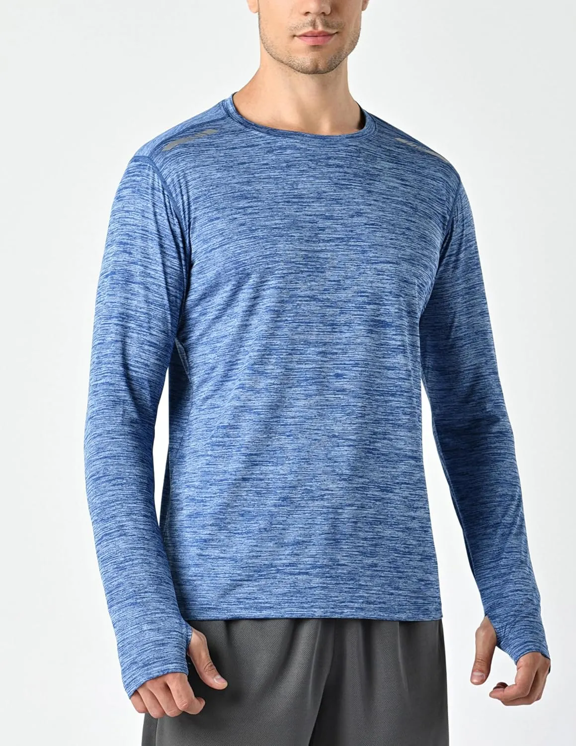 3 Pack: Men's Long Sleeve T Shirts, Dry Fit UV Sun Protection Hiking Athletic Active Tops with Thumb Holes
