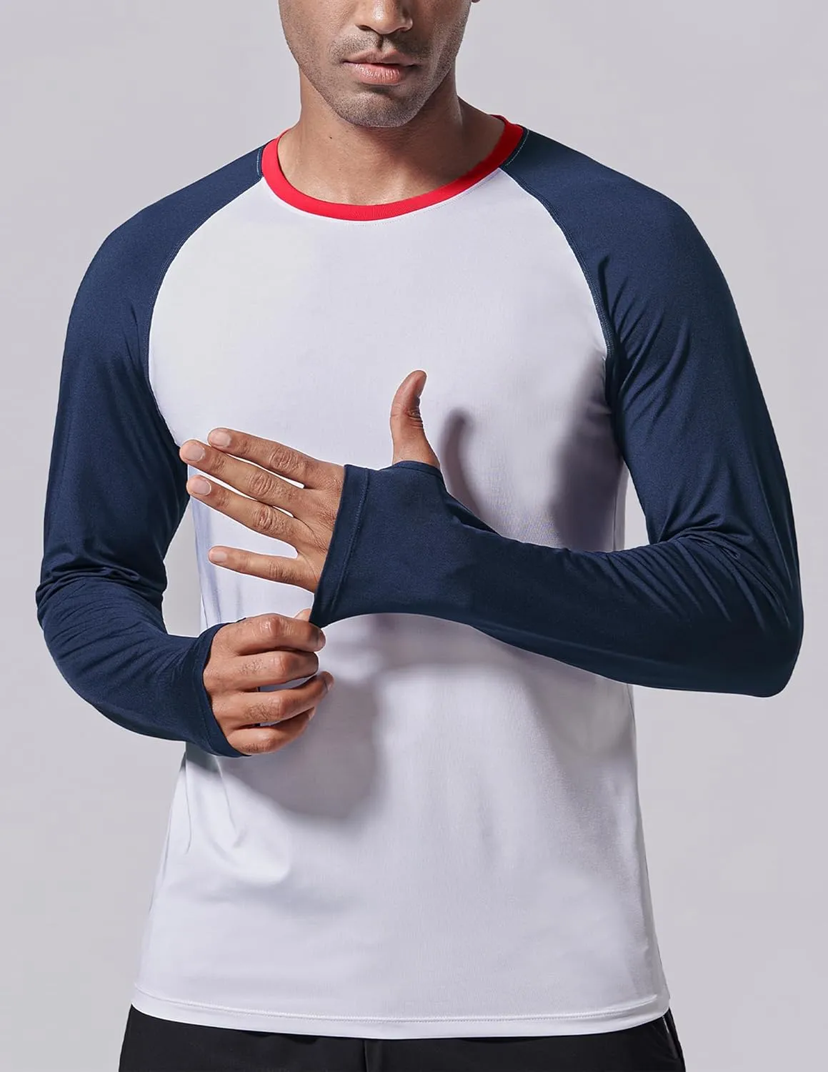 3 Pack: Men's Long Sleeve T Shirts, Dry Fit UV Sun Protection Hiking Athletic Active Tops with Thumb Holes