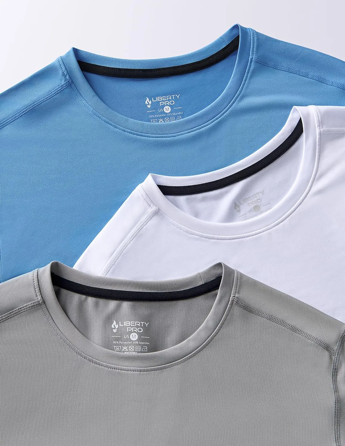 3 Pack: Men's Long Sleeve T Shirts, Dry Fit UV Sun Protection Hiking Athletic Active Tops with Thumb Holes