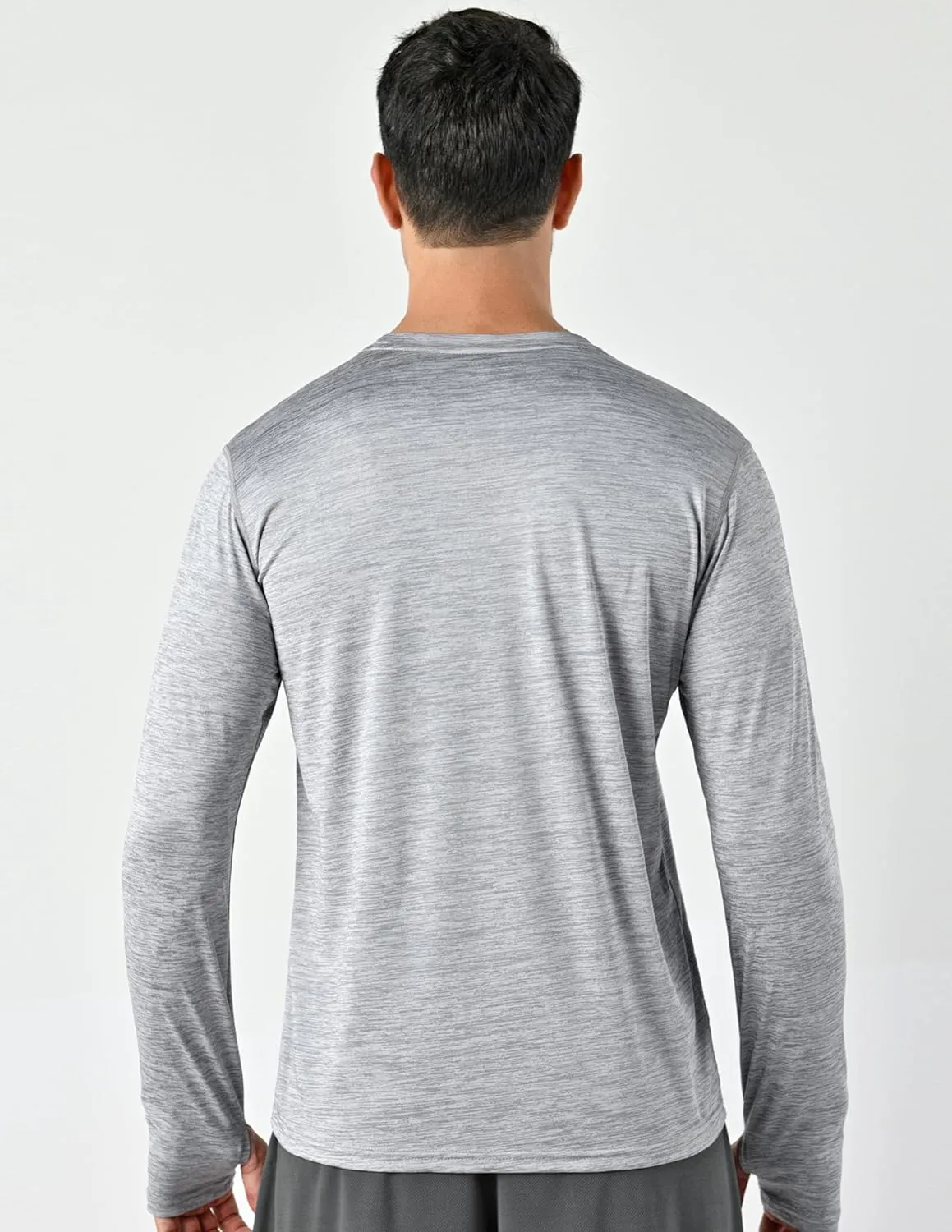 3 Pack: Men's Long Sleeve T Shirts, Dry Fit UV Sun Protection Hiking Athletic Active Tops with Thumb Holes