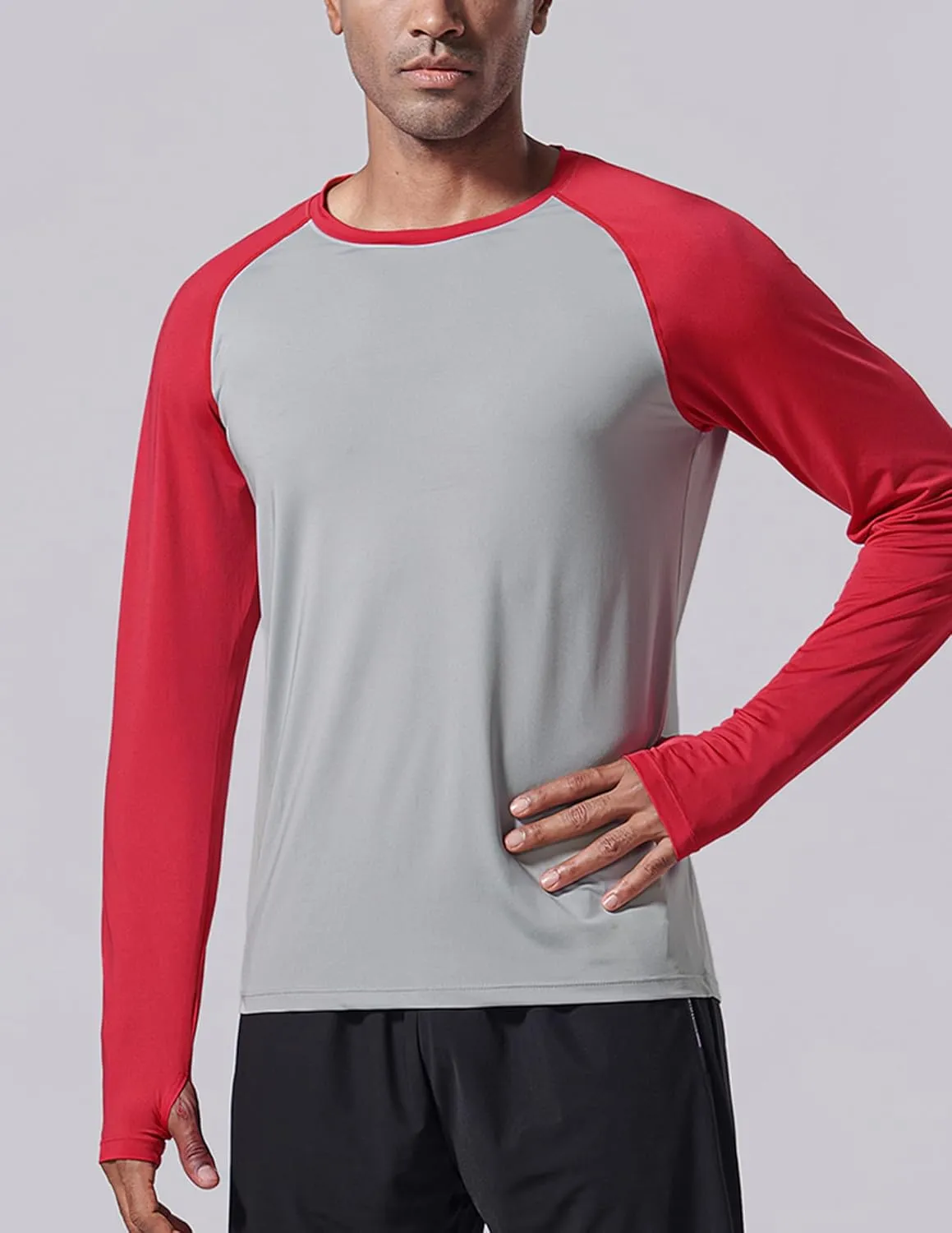 3 Pack: Men's Long Sleeve T Shirts, Dry Fit UV Sun Protection Hiking Athletic Active Tops with Thumb Holes