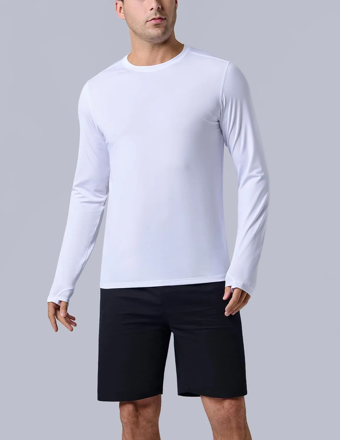 3 Pack: Men's Long Sleeve T Shirts, Dry Fit UV Sun Protection Hiking Athletic Active Tops with Thumb Holes