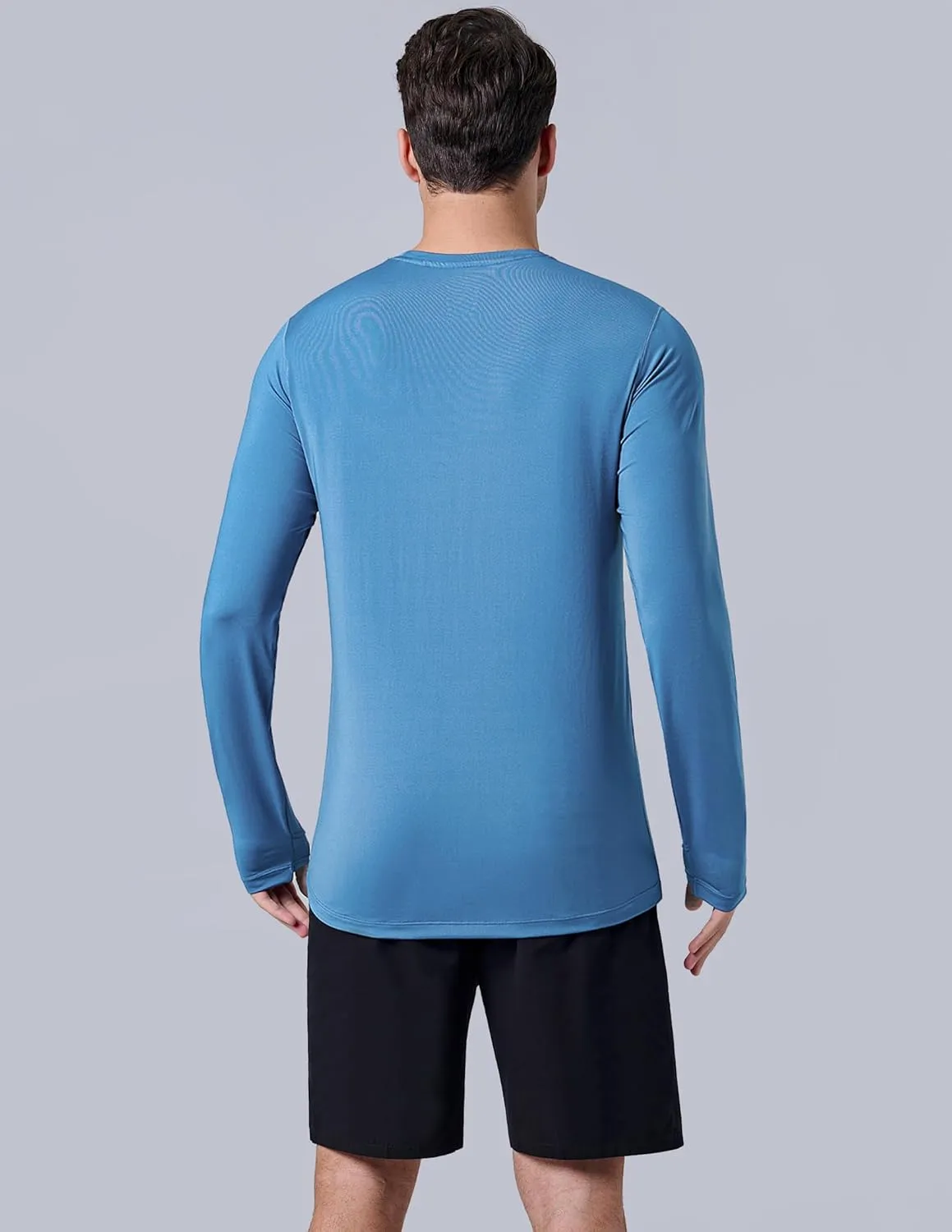 3 Pack: Men's Long Sleeve T Shirts, Dry Fit UV Sun Protection Hiking Athletic Active Tops with Thumb Holes