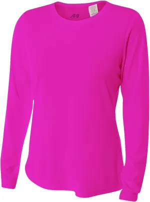 A4 Womens Cooling Performance Crew Long Sleeve | Moisture-Wicking