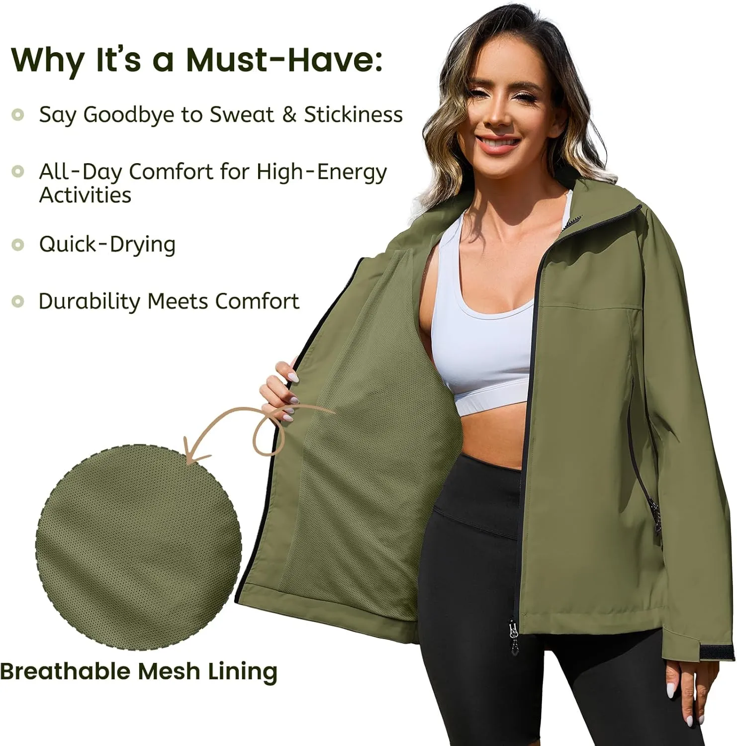 American Trends Rain Jacket Women Waterproof with Hood Travel Rain Coats Loose Fit Windbreaker Spring Jacket