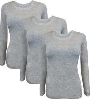 BaHoki Essentials Long Sleeve Undershirts for Scrubs - Great Stretch and Layering Piece - 3 Pack