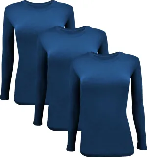 BaHoki Essentials Long Sleeve Undershirts for Scrubs - Great Stretch and Layering Piece - 3 Pack
