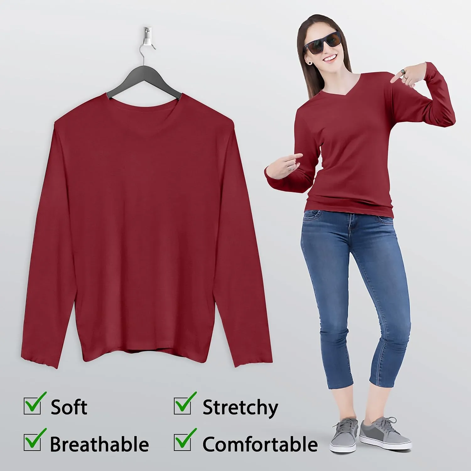 BaHoki Essentials Long Sleeve Undershirts for Scrubs - Great Stretch and Layering Piece - 3 Pack