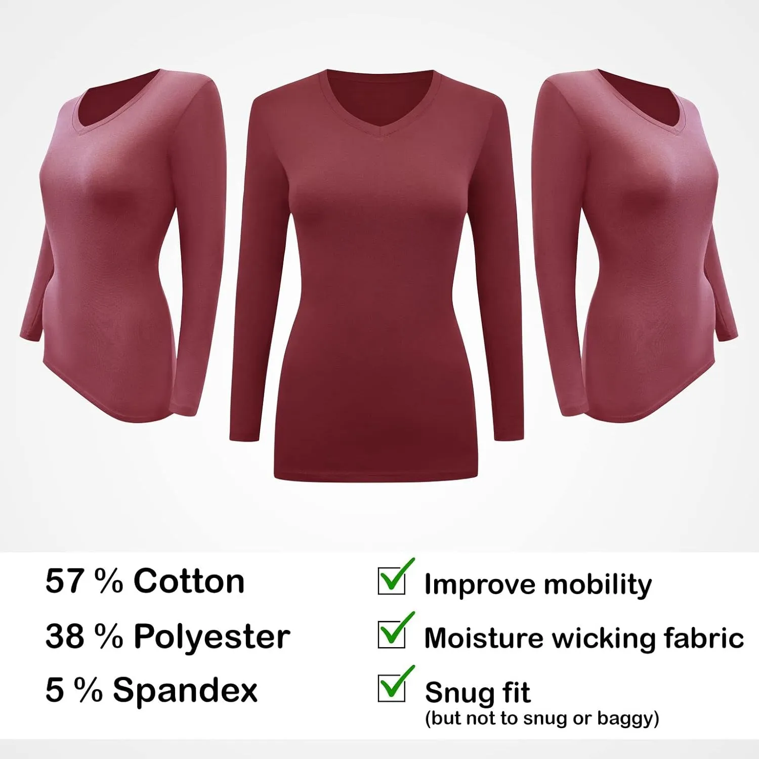 BaHoki Essentials Long Sleeve Undershirts for Scrubs - Great Stretch and Layering Piece - 3 Pack