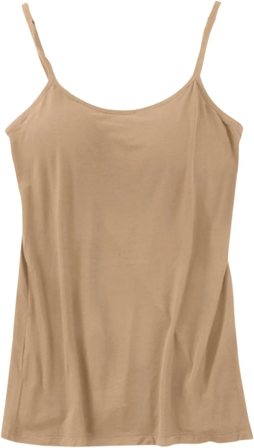 Built in Bra Tank Tops for Women Cotton Camisole Padded Workout Yoga thin Spaghetti Strap Comfy Shelf Bra Undershirts
