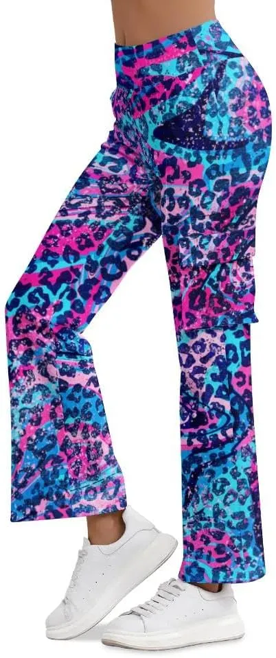 Cargo Flare Leggings for Women with 4 Pockets High Waist Cargo Leggings Workout Cargo Pants Yoga Pants Casual Pants