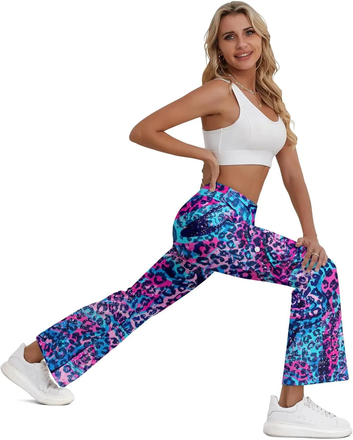 Cargo Flare Leggings for Women with 4 Pockets High Waist Cargo Leggings Workout Cargo Pants Yoga Pants Casual Pants