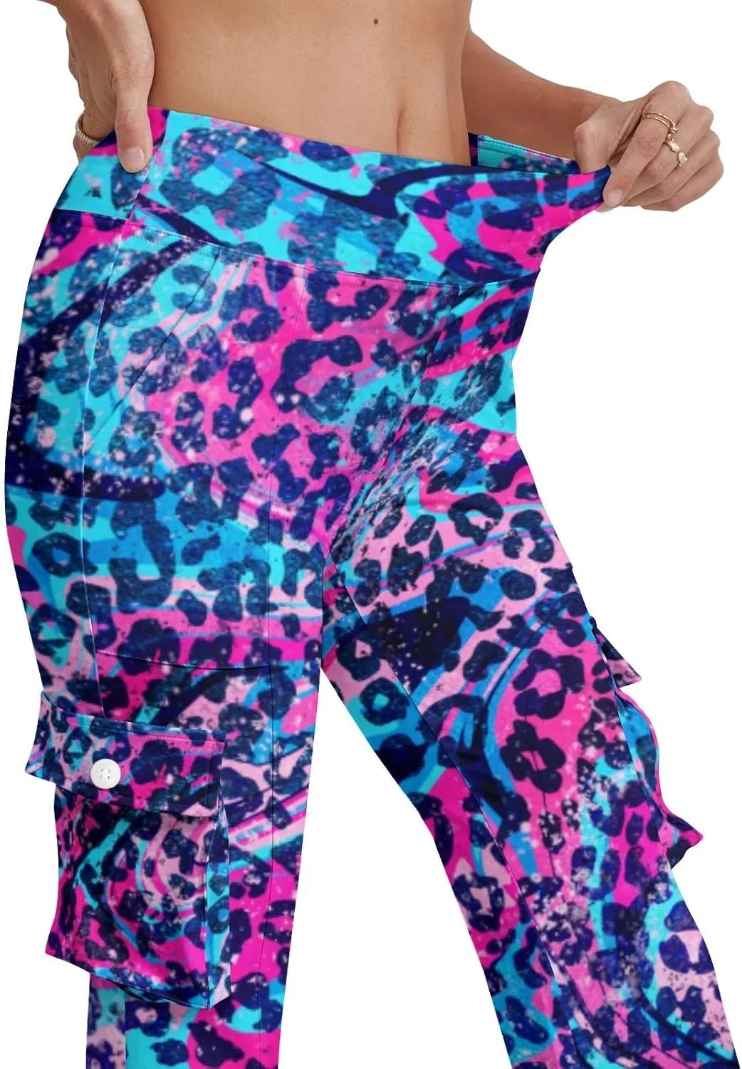 Cargo Flare Leggings for Women with 4 Pockets High Waist Cargo Leggings Workout Cargo Pants Yoga Pants Casual Pants