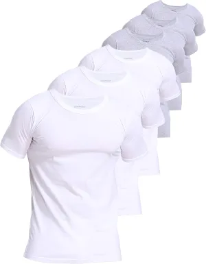 Comfneat Men's 6-Pack Pure Cotton Undershirts Comfortable Crew Neck T-Shirts