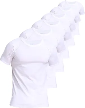 Comfneat Men's 6-Pack Pure Cotton Undershirts Comfortable Crew Neck T-Shirts