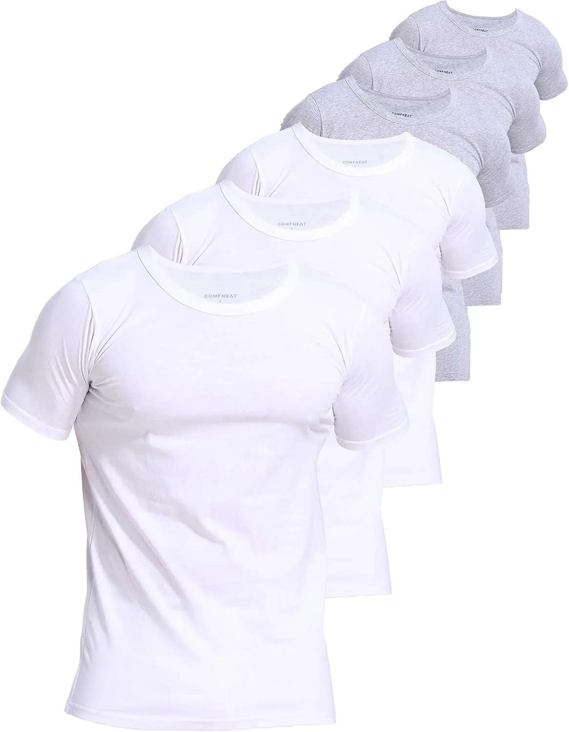 Comfneat Men's 6-Pack Pure Cotton Undershirts Comfortable Crew Neck T-Shirts
