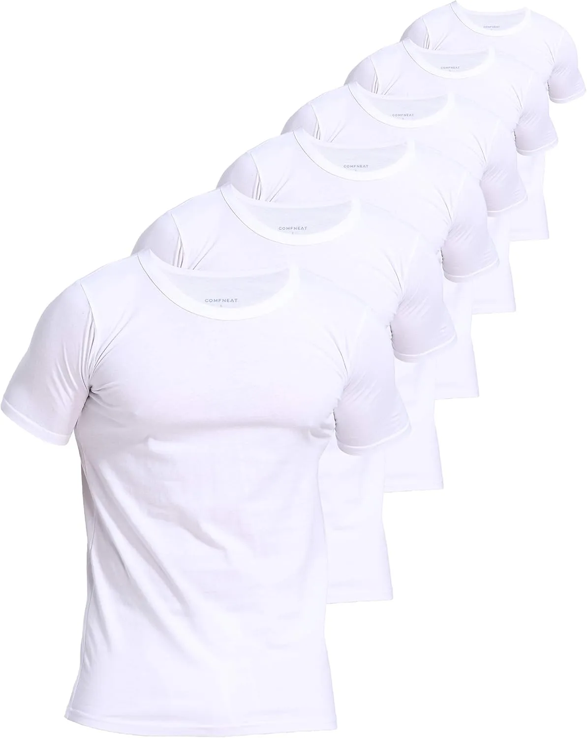 Comfneat Men's 6-Pack Pure Cotton Undershirts Comfortable Crew Neck T-Shirts
