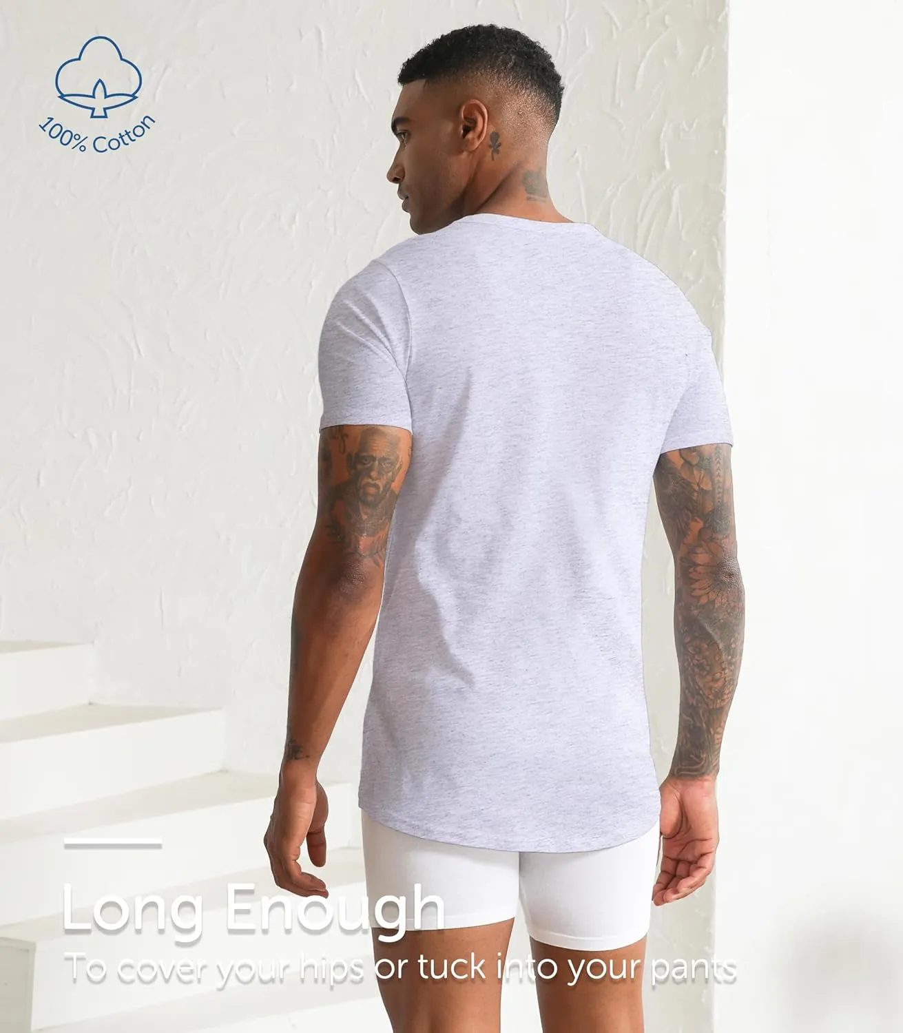 Comfneat Men's 6-Pack Pure Cotton Undershirts Comfortable Crew Neck T-Shirts