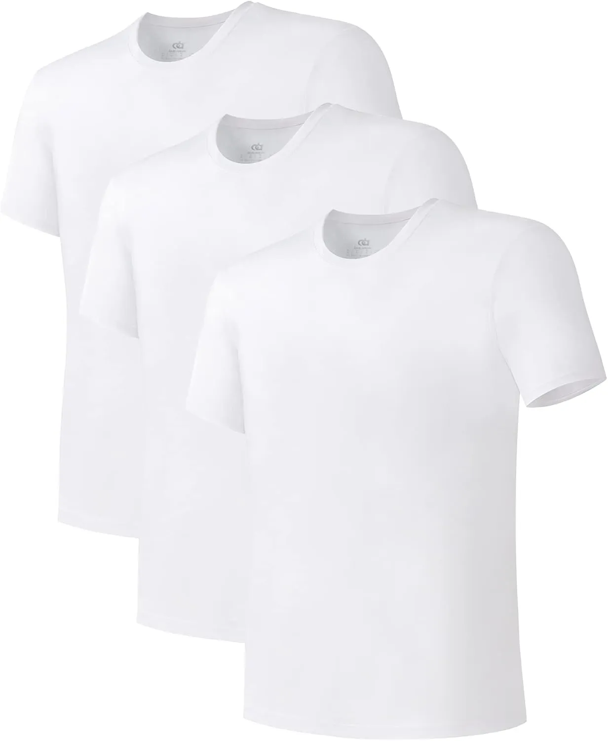 DAVID ARCHY Men's Undershirt Cotton Sorona Blended Moisture-Wicking T-Shirts Stretch Crewneck Tees for Men 3-Pack