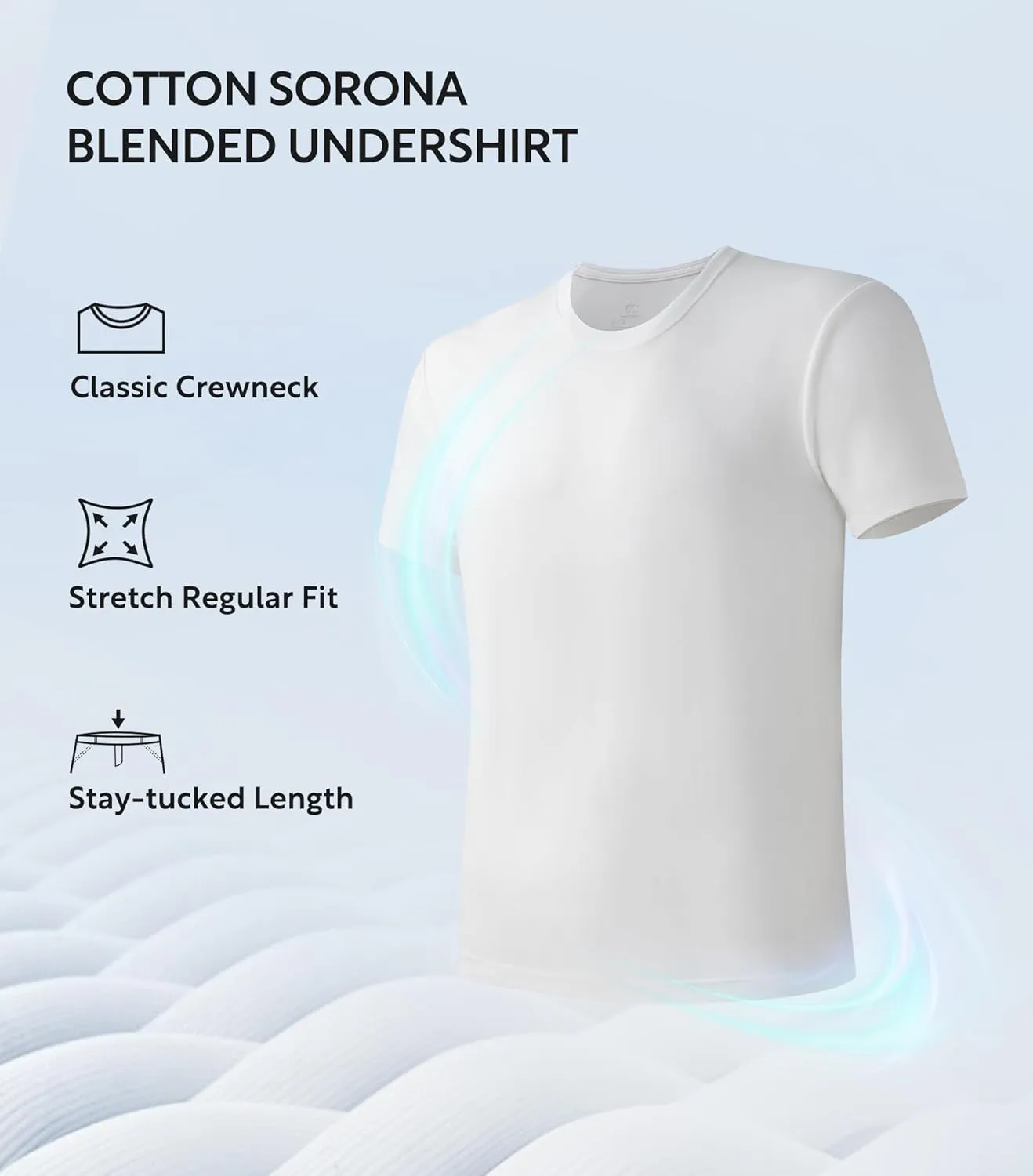 DAVID ARCHY Men's Undershirt Cotton Sorona Blended Moisture-Wicking T-Shirts Stretch Crewneck Tees for Men 3-Pack