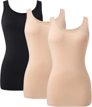DAVID ARCHY Tank Tops for Women Bamboo Rayon Women's Camisoles Undershirts 3 Pack