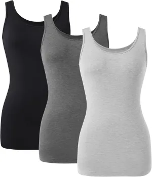 DAVID ARCHY Tank Tops for Women Bamboo Rayon Women's Camisoles Undershirts 3 Pack
