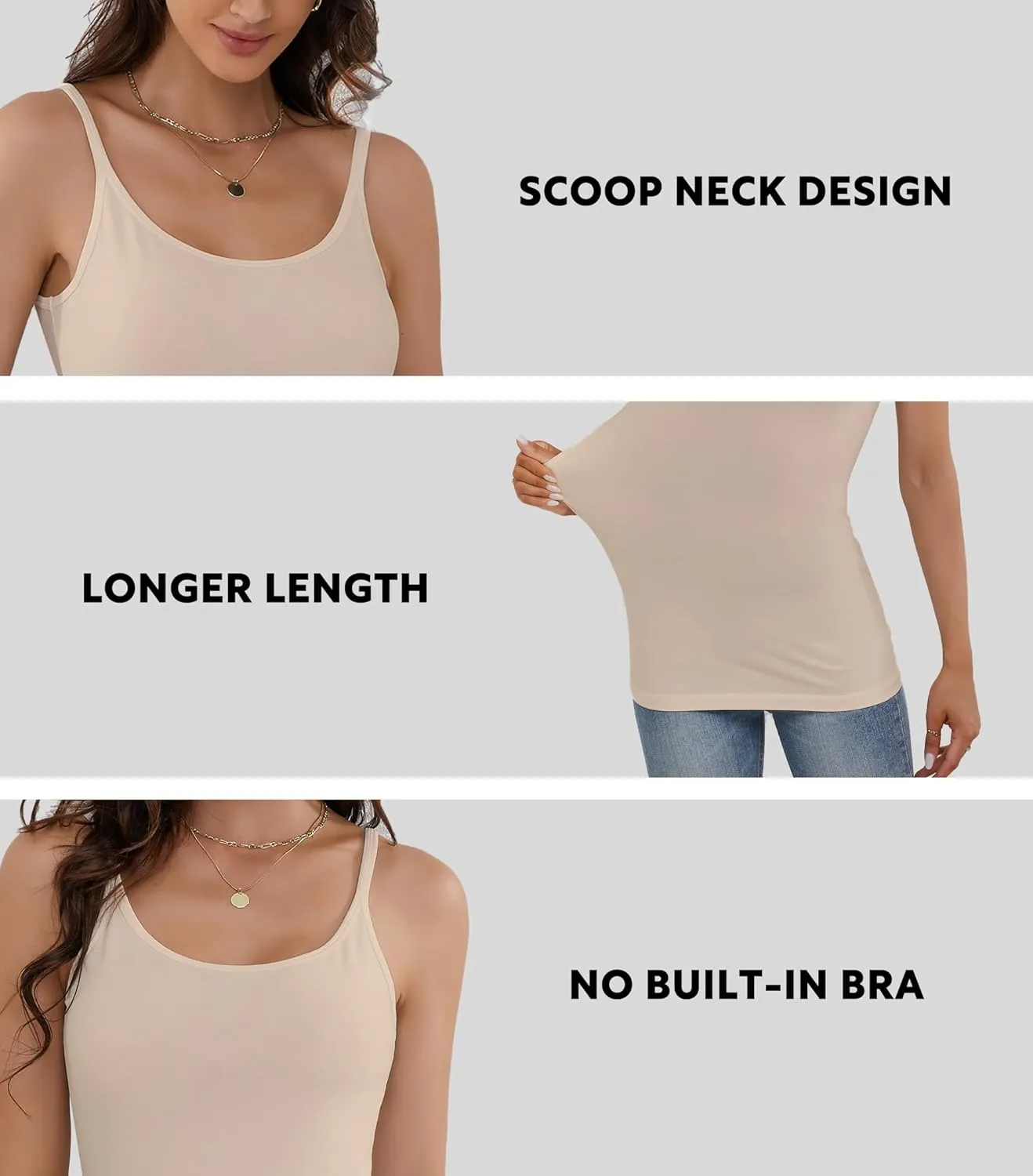 DAVID ARCHY Tank Tops for Women Bamboo Rayon Women's Camisoles Undershirts 3 Pack