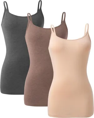 DAVID ARCHY Tank Tops for Women Bamboo Rayon Women's Camisoles Undershirts 3 Pack