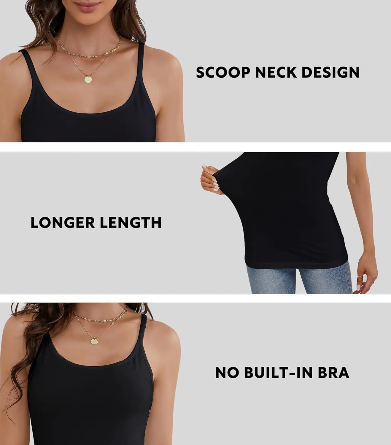 DAVID ARCHY Tank Tops for Women Bamboo Rayon Women's Camisoles Undershirts 3 Pack