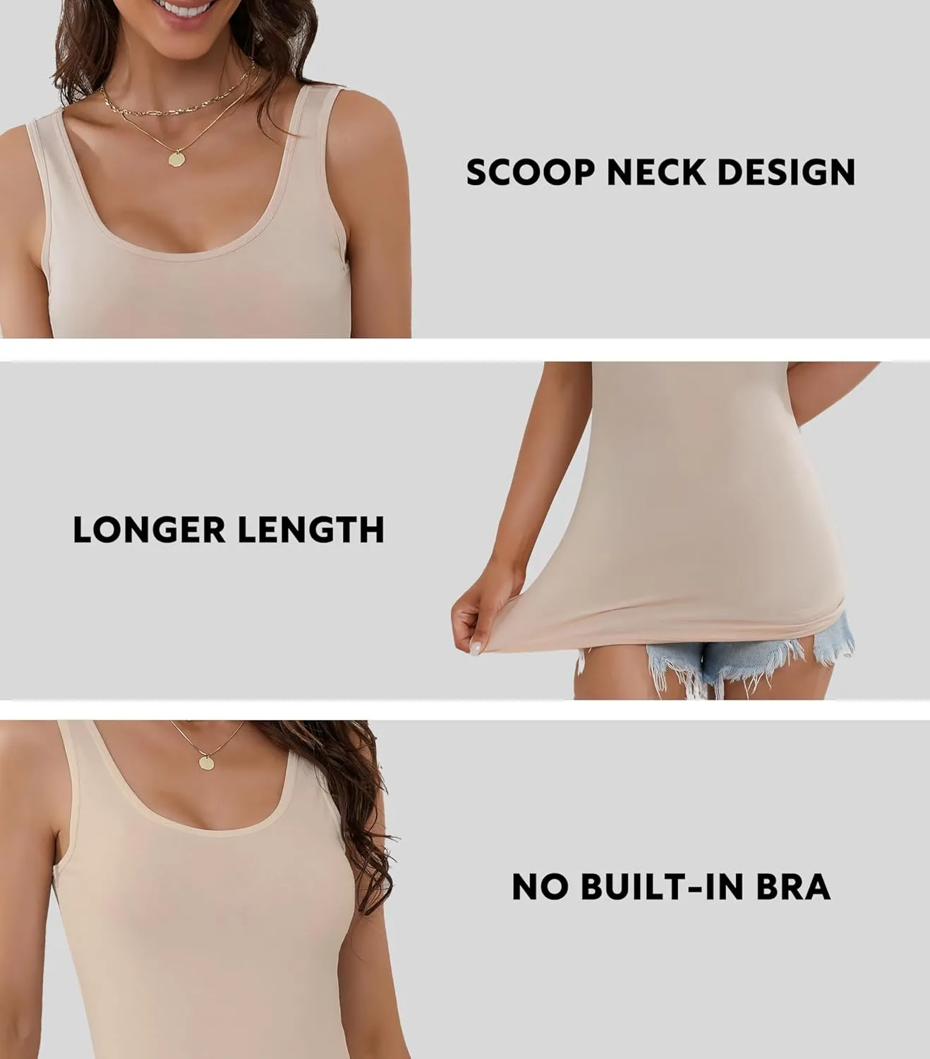 DAVID ARCHY Tank Tops for Women Bamboo Rayon Women's Camisoles Undershirts 3 Pack