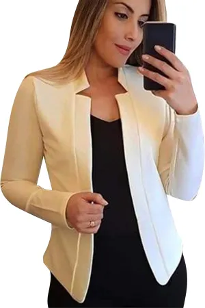 DIACACY Womens Cropped Formal Open Front Blazers Suit Long Sleeve Slim Blazers Jacket Cardigan