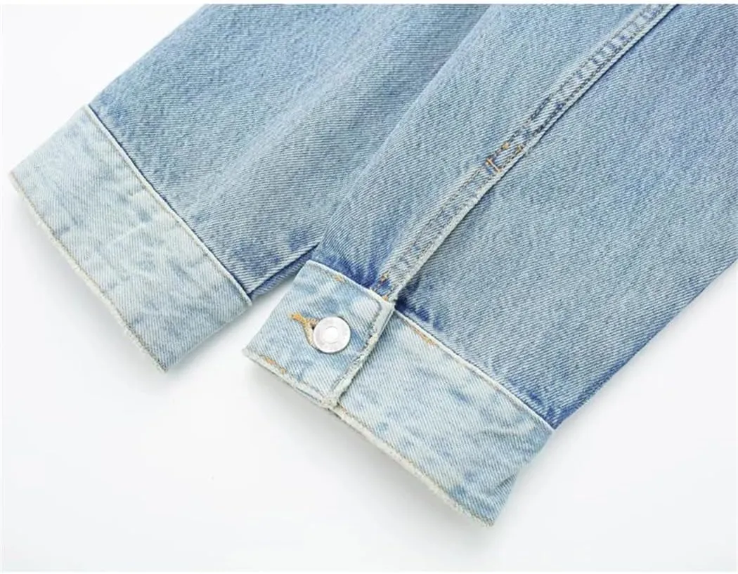 Dvbfufv Women Denim Jacket Women Short Bomber Jacket Woman Long Sleeve Oversize Jackets Women Street Coats