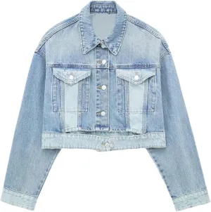 Dvbfufv Women Denim Jacket Women Short Bomber Jacket Woman Long Sleeve Oversize Jackets Women Street Coats
