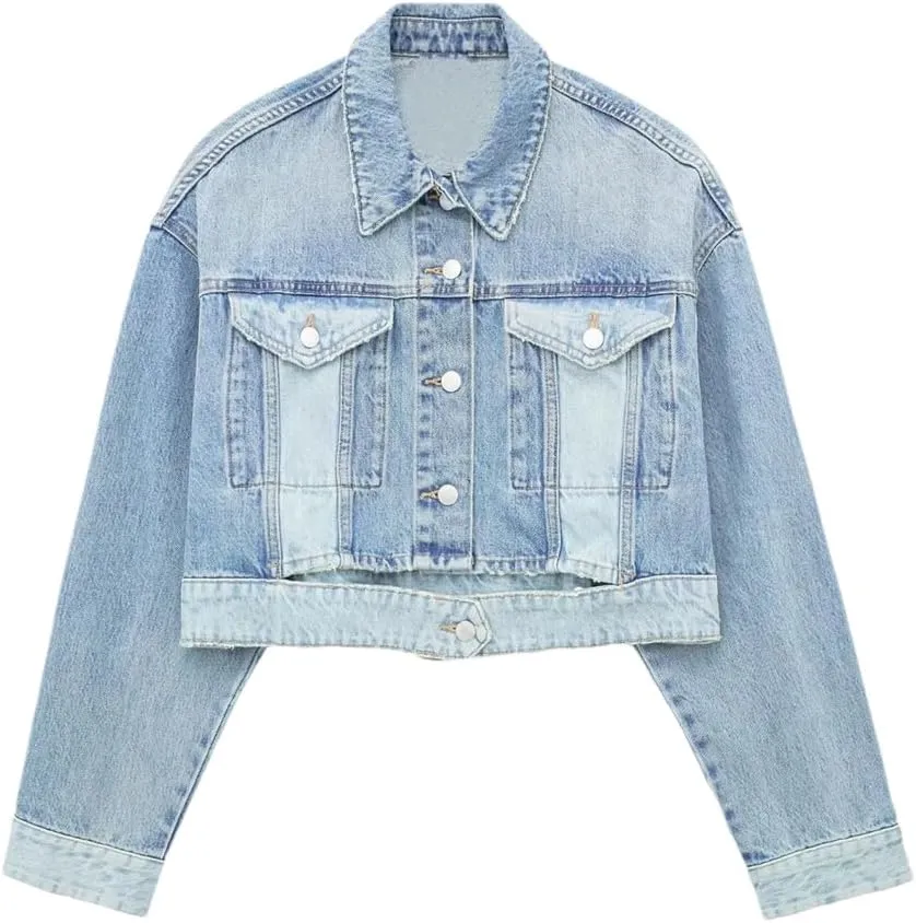 Dvbfufv Women Denim Jacket Women Short Bomber Jacket Woman Long Sleeve Oversize Jackets Women Street Coats