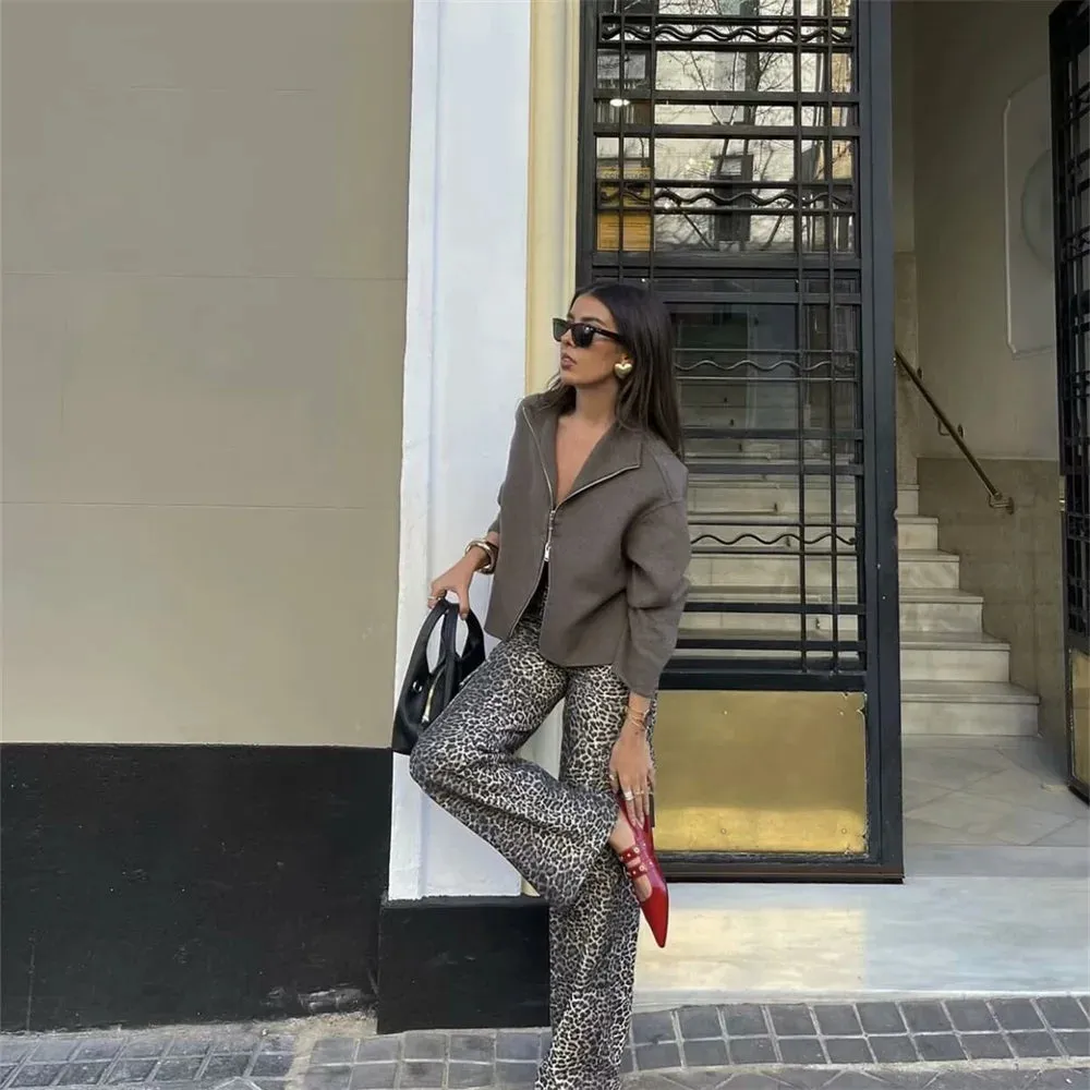Fashionkova 2024 spring and summer new women's double zipper round neck casual jacket coat
