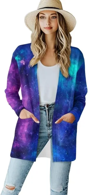 Forchrinse Rainbow Heart Long Sleeve Sweater for Women Colorful Cardigan Coat Fall Causal Open Front Cropped Cardigan,S-2XL