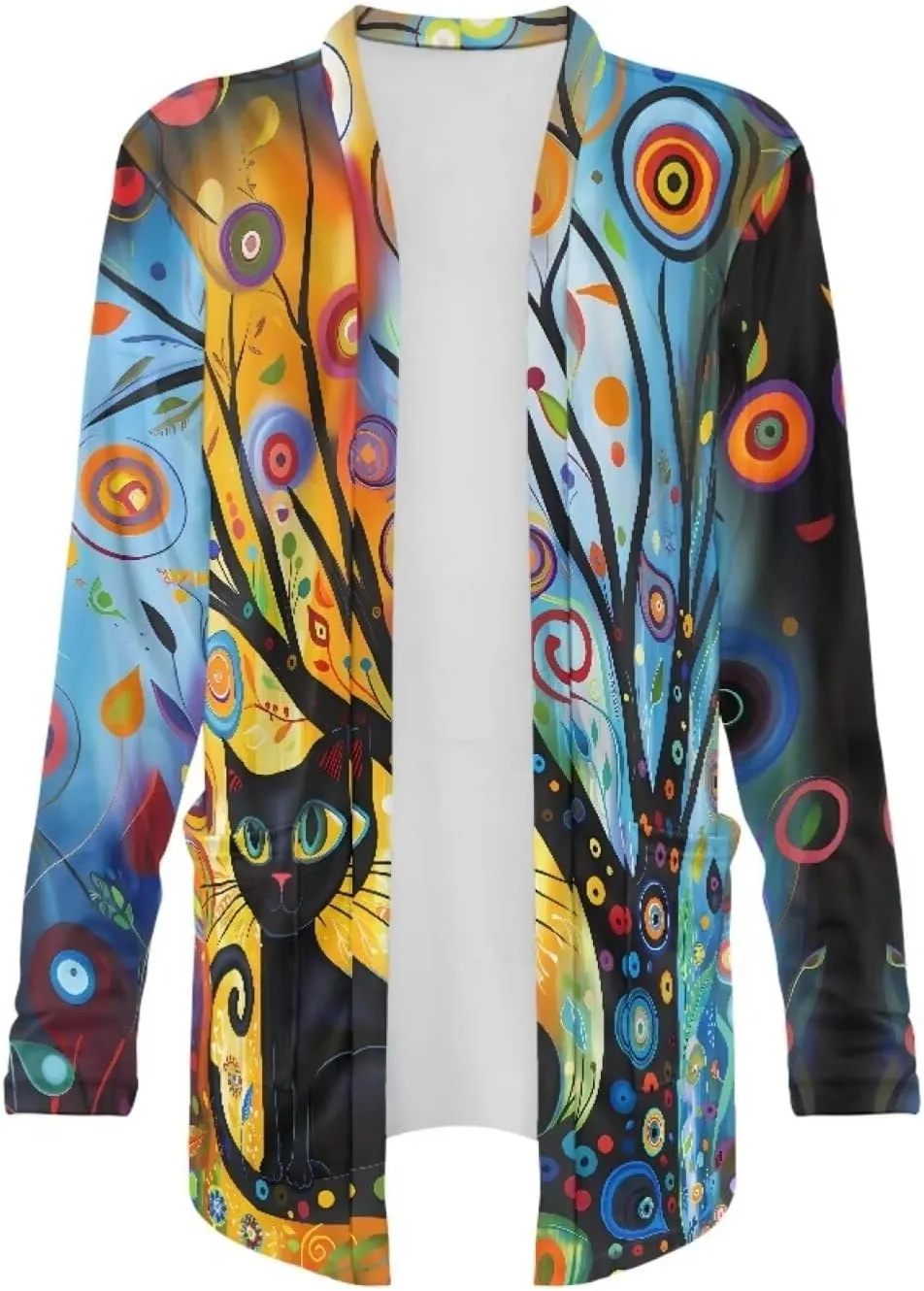 Forchrinse Rainbow Heart Long Sleeve Sweater for Women Colorful Cardigan Coat Fall Causal Open Front Cropped Cardigan,S-2XL