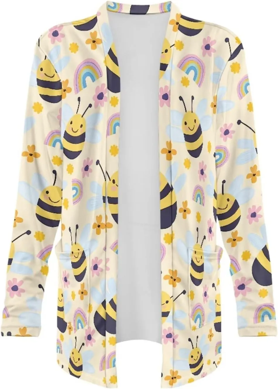 Forchrinse Rainbow Heart Long Sleeve Sweater for Women Colorful Cardigan Coat Fall Causal Open Front Cropped Cardigan,S-2XL
