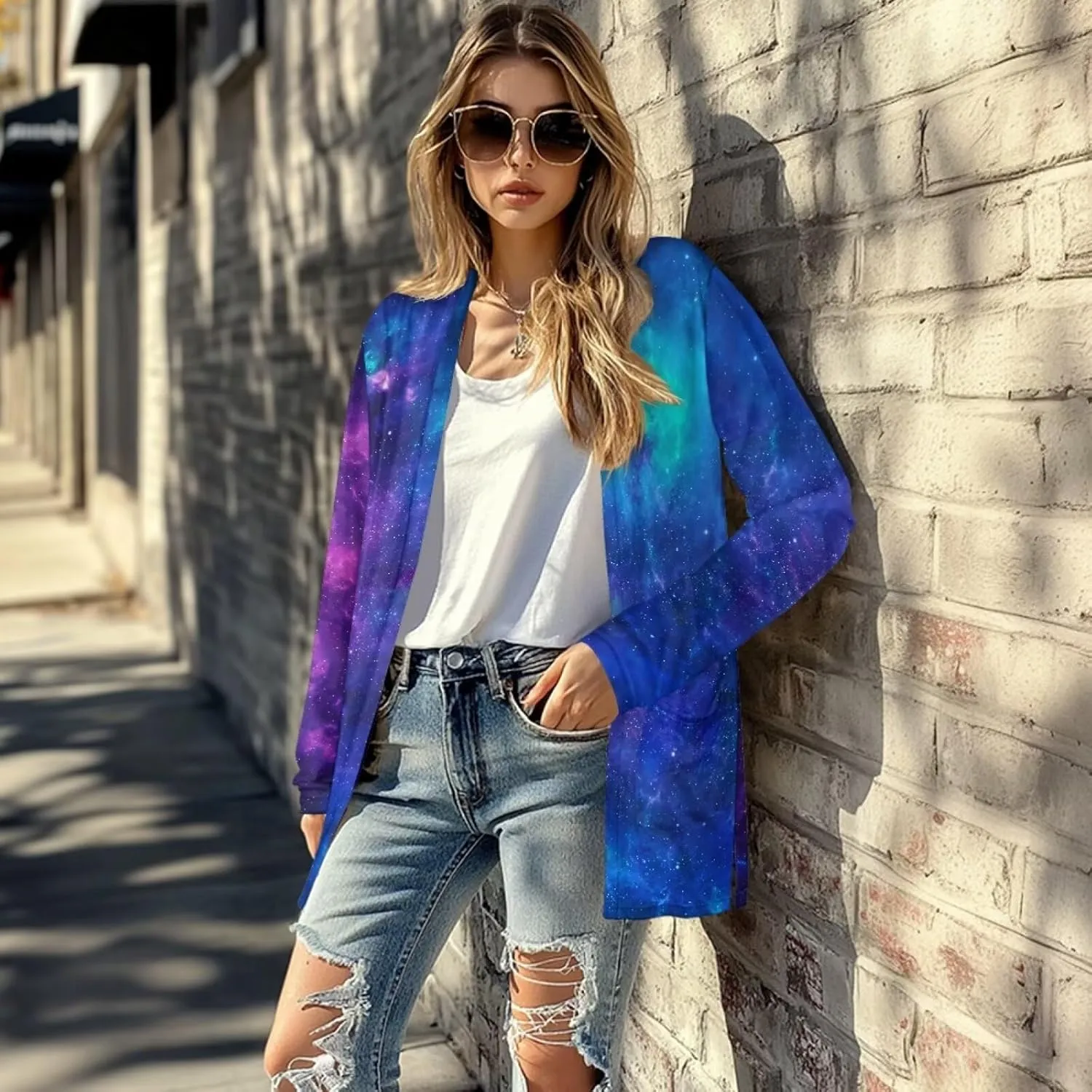 Forchrinse Rainbow Heart Long Sleeve Sweater for Women Colorful Cardigan Coat Fall Causal Open Front Cropped Cardigan,S-2XL