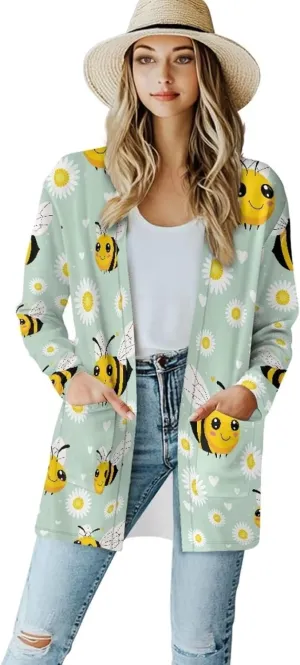 Forchrinse Rainbow Heart Long Sleeve Sweater for Women Colorful Cardigan Coat Fall Causal Open Front Cropped Cardigan,S-2XL