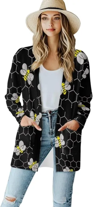Forchrinse Rainbow Heart Long Sleeve Sweater for Women Colorful Cardigan Coat Fall Causal Open Front Cropped Cardigan,S-2XL