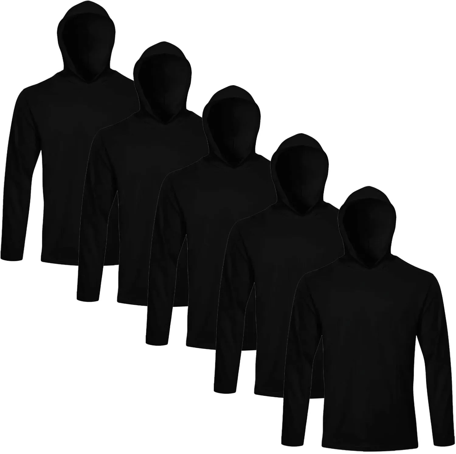 Gary Com 5 Packs Men Long Sleeve T-Shirts Quick Dry Athletic Running Activewear Workout Hoodies UPF 50  Sun Protection