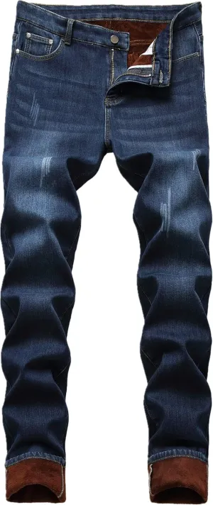 GUNLIRE Men's Thermal Fleece Lined Jeans Winter Slim Fit Thicken Stretch Warm Denim Pants