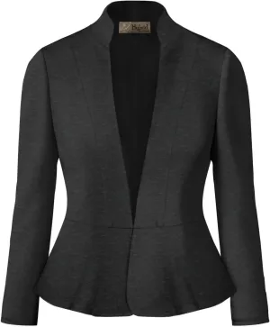 Hybrid & Company Women's Casual Work Office Elegant Open Front Premium Nylon Blazer Jacket