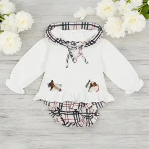 Ivory Hooded Top & Ruffle Bloomers