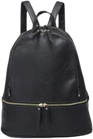 JEN & CO. Black Blake Backpack - Small Mini Women's Functional Backpack with Large Main Zipper and Bottom Compartment, Adjustable Straps, 11 x 6 x 13 inches