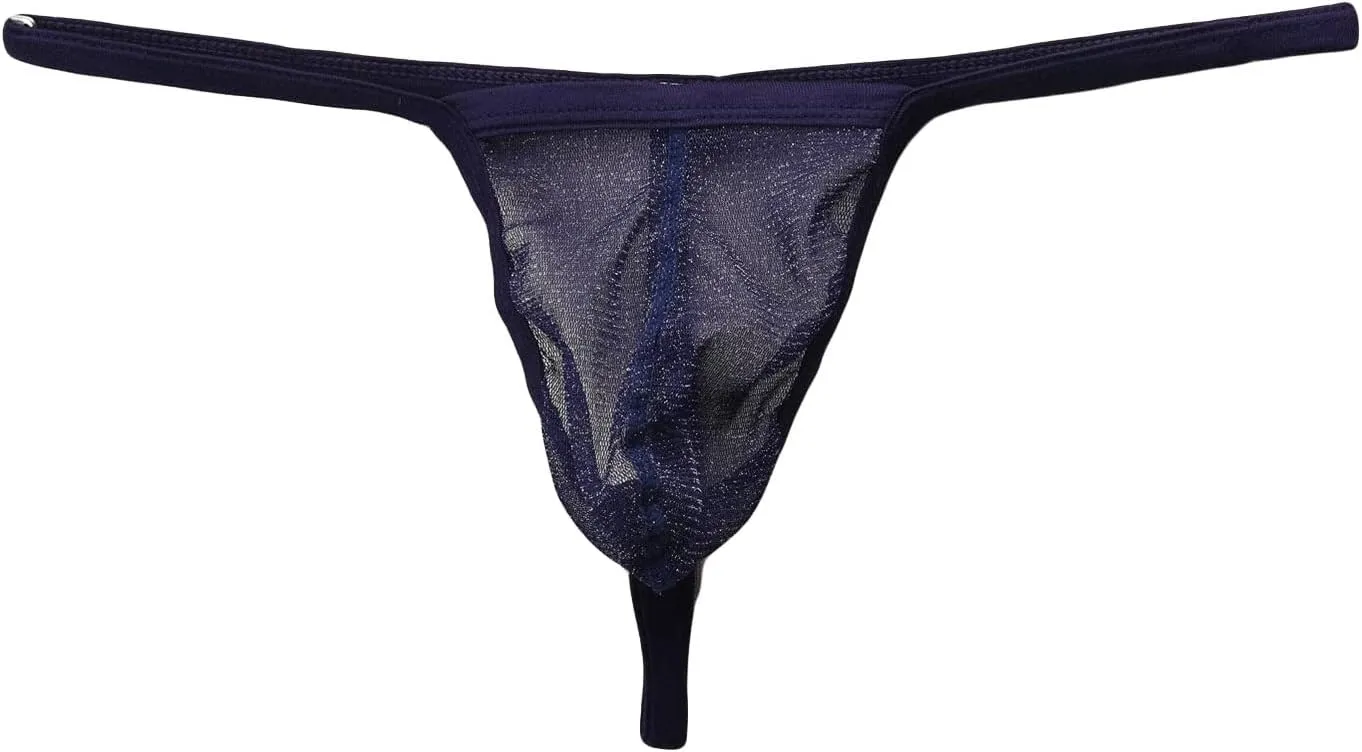 JEsilunmaMY Low Rise T-Back for Men Mesh Sheer Bulge Pouch G-String Thongs See Through Sexy Panties Bikini Briefs Underwear