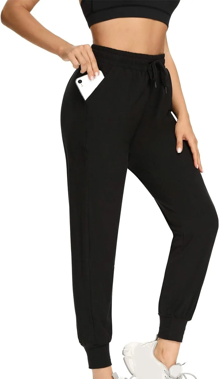 Ladies Thin High-Waist Sweatpants Summer Trendy Slim Elastic Waistband Cuffed Pants Office Work Dress Casual Trousers